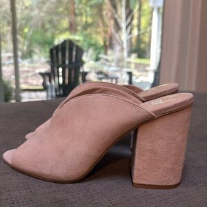 B.P. - Tonya Open Toe Mule Heels, Blush Suede